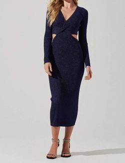 Style 1-105298199-2791 ASTR Blue Size 12 Long Sleeve Sleeves V Neck Cocktail Dress on Queenly