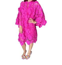 Style 1-1116393607-597 BEULAHSTYLE Hot Pink Size 4 Lace Cocktail Dress on Queenly