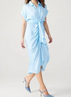 Style 1-114053269-1901 STEVE MADDEN Blue Size 6 Satin Sleeves Cocktail Dress on Queenly