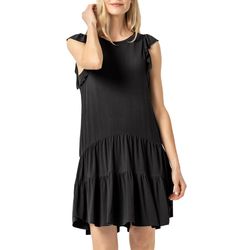 Style 1-1144998125-149 Lilla P Black Size 12 Ruffles Summer Cocktail Dress on Queenly