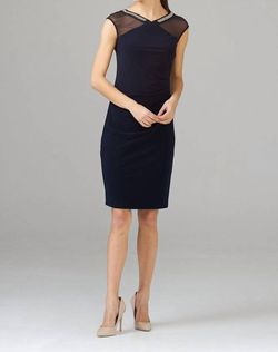 Style 1-1157720772-1498 Joseph Ribkoff Blue Size 4 Spandex Polyester Jewelled Cocktail Dress on Queenly