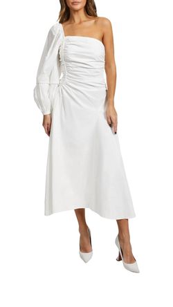 Style 1-1173397208-917 Ulla Johnson White Size 2 One Shoulder Tall Height Straight Dress on Queenly