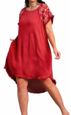 Style 1-1409424135-1691 umgee Red Size 16 Embroidery Mini Tall Height Cocktail Dress on Queenly