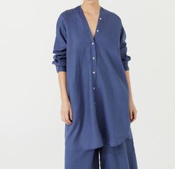 Style 1-1425695780-597 lanhtropy Blue Size 4 Sleeves Military Straight Dress on Queenly