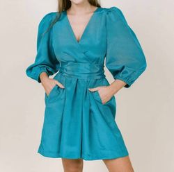 Style 1-1454222437-892 LAROQUE Blue Size 8 Turquoise V Neck Cocktail Dress on Queenly