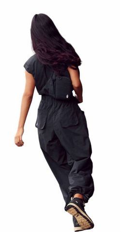 Style 1-146896999-149 Free People Black Size 12 V Neck 1-146896999-149 Pockets Plus Size Jumpsuit Dress on Queenly