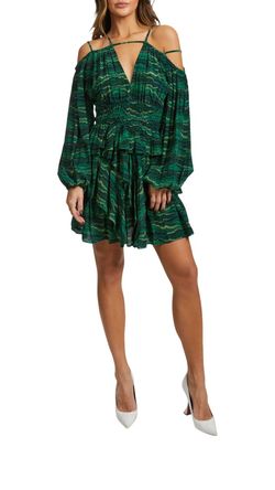 Style 1-1558395823-3414 Ulla Johnson Green Size 4 Summer Silk Mini Tall Height Cocktail Dress on Queenly