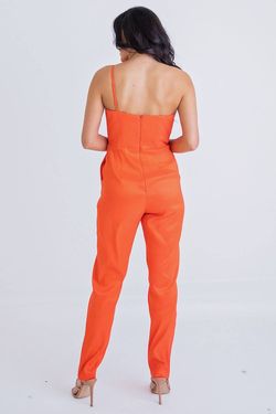 Style 1-1559002054-74 Karlie Orange Size 4 Jewelled 1-1559002054-74 One Shoulder Jumpsuit Dress on Queenly