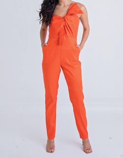Style 1-1559002054-74 Karlie Orange Size 4 Tall Height One Shoulder Jewelled Jumpsuit Dress on Queenly