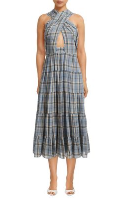 Style 1-1611205631-154 Ulla Johnson Blue Size 10 Floor Length Print Tall Height Straight Dress on Queenly