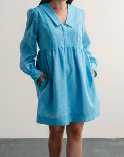 Style 1-178557547-74 Darling Blue Size 4 Sleeves High Neck Mini Cocktail Dress on Queenly