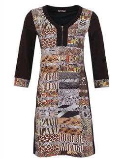 Style 1-1839509789-149 DOLCEZZA Black Size 12 Long Sleeve Print Polyester Cocktail Dress on Queenly