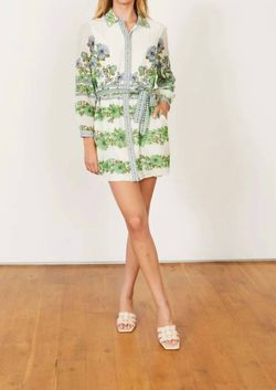 Style 1-2024621225-70 CABALLERO Green Size 0 Summer Sleeves Floral Sorority Rush High Neck Cocktail Dress on Queenly
