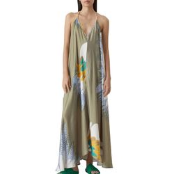 Style 1-2029082243-892 CLOSED Green Size 8 Silk Military V Neck Halter Straight Dress on Queenly