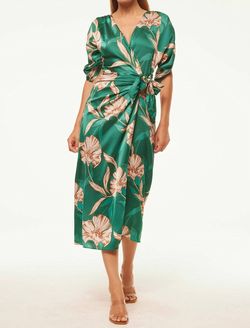 Style 1-2097367034-70 Misa Los Angeles Green Size 0 Sleeves V Neck Satin Mini Cocktail Dress on Queenly