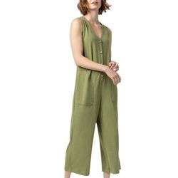 Style 1-2121522156-149 Lilla P Green Size 12 Pockets V Neck Plus Size Floor Length Jumpsuit Dress on Queenly