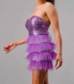 Style 1-2188377013-149 QUII Purple Size 12 Summer Sequined Strapless Cocktail Dress on Queenly