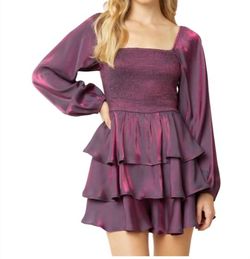 Style 1-2267831381-892 entro Purple Size 8 Polyester Long Sleeve Sheer Jumpsuit Dress on Queenly