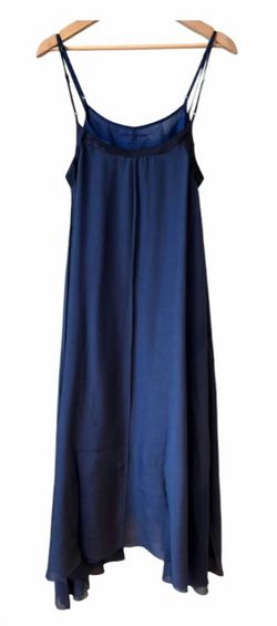Style 1-2413383322-892 Brazeau Tricot Blue Size 8 Navy Silk Cocktail Dress on Queenly