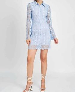 Style 1-2508754181-149 En Saison Light Blue Size 12 Sleeves Free Shipping Cocktail Dress on Queenly