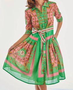 Style 1-27085673-74 Dizzy-Lizzie Green Size 4 Sleeves Belt High Neck Cocktail Dress on Queenly