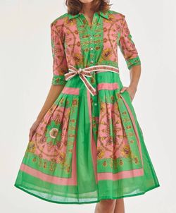Style 1-27085673-74 Dizzy-Lizzie Green Size 4 Sleeves High Neck Belt Cocktail Dress on Queenly
