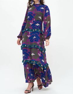 Style 1-2813130467-70 Oliphant Purple Size 0 Silk Sleeves Military Straight Dress on Queenly
