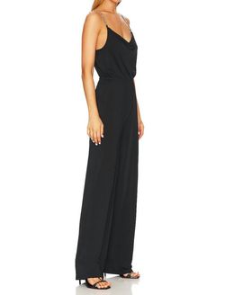 Style 1-2955840876-892 L'Agence Black Size 8 Spandex Pockets Jumpsuit Dress on Queenly