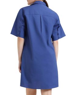 Style 1-3048014338-74 Modern Citizen Blue Size 4 V Neck High Neck Cocktail Dress on Queenly