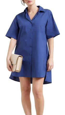 Style 1-3048014338-74 Modern Citizen Blue Size 4 High Neck High Low Mini Cocktail Dress on Queenly