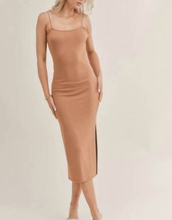 Style 1-3123870709-149 SAGE THE LABEL Nude Size 12 Jersey Plus Size Cocktail Dress on Queenly