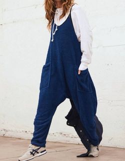 Style 1-3221378950-892 Free People Blue Size 8 Pockets Tall Height Jumpsuit Dress on Queenly