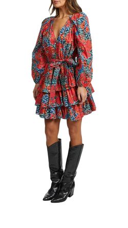 Style 1-3291960238-3440 Ulla Johnson Red Size 8 Floral Tall Height Pattern Cocktail Dress on Queenly