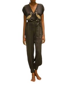 Style 1-3413673358-74 CAROLINA K Black Size 4 Pockets Straight Mini Jumpsuit Dress on Queenly