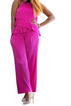 Style 1-341942777-892 Strut & Bolt Purple Size 8 Hot Pink Jumpsuit Dress on Queenly