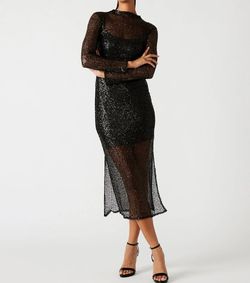 Style 1-3420849214-149 STEVE MADDEN Black Size 12 Sequined Side Slit Free Shipping Cocktail Dress on Queenly