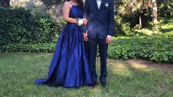 Betsy and Adam Blue Size 10 Square Prom Ball gown on Queenly