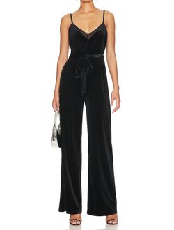 Style 1-3672529467-649 L'Agence Black Size 2 Pockets Polyester Velvet Jumpsuit Dress on Queenly