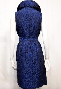 Style 1-3753706349-892 Samuel Dong Blue Size 8 Belt Mini Cocktail Dress on Queenly
