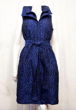 Style 1-3753706349-892 Samuel Dong Blue Size 8 Sorority Rush Mini Belt High Neck Cocktail Dress on Queenly