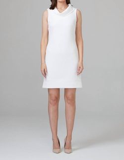 Style 1-3786633203-1901 Joseph Ribkoff White Size 6 Tall Height Engagement High Neck Cocktail Dress on Queenly