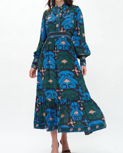 Style 1-3895863969-74 Oliphant Blue Size 4 Free Shipping Silk Black Tie Long Sleeve Straight Dress on Queenly