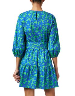 Style 1-3908604065-3414 Shoshanna Blue Size 4 Spandex Floral Belt Cocktail Dress on Queenly