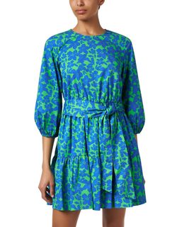 Style 1-3908604065-3414 Shoshanna Blue Size 4 Mini Belt Cocktail Dress on Queenly