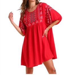 Style 1-398837725-149 umgee Red Size 12 Sorority Rush Plus Size Sleeves Casual Cocktail Dress on Queenly