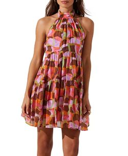 Style 1-4096177045-74 ASTR Brown Size 4 Mini Cocktail Dress on Queenly