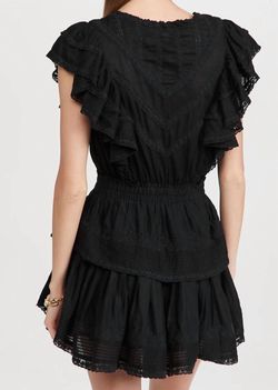 Style 1-4101148789-74 LoveShackFancy Black Size 4 V Neck Wednesday 1-4101148789-74 Mini Cocktail Dress on Queenly