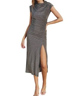 Style 1-4188962133-3011 DRESS FORUM Silver Size 8 Jersey Polyester Shiny Cocktail Dress on Queenly