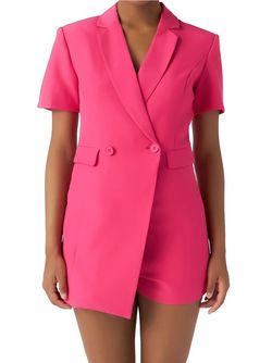 Style 1-4228123622-74 endless rose Pink Size 4 Mini Blazer Floor Length Jumpsuit Dress on Queenly