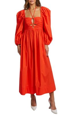 Style 1-527127541-917 Ulla Johnson Orange Size 2 Long Sleeve Military Straight Dress on Queenly